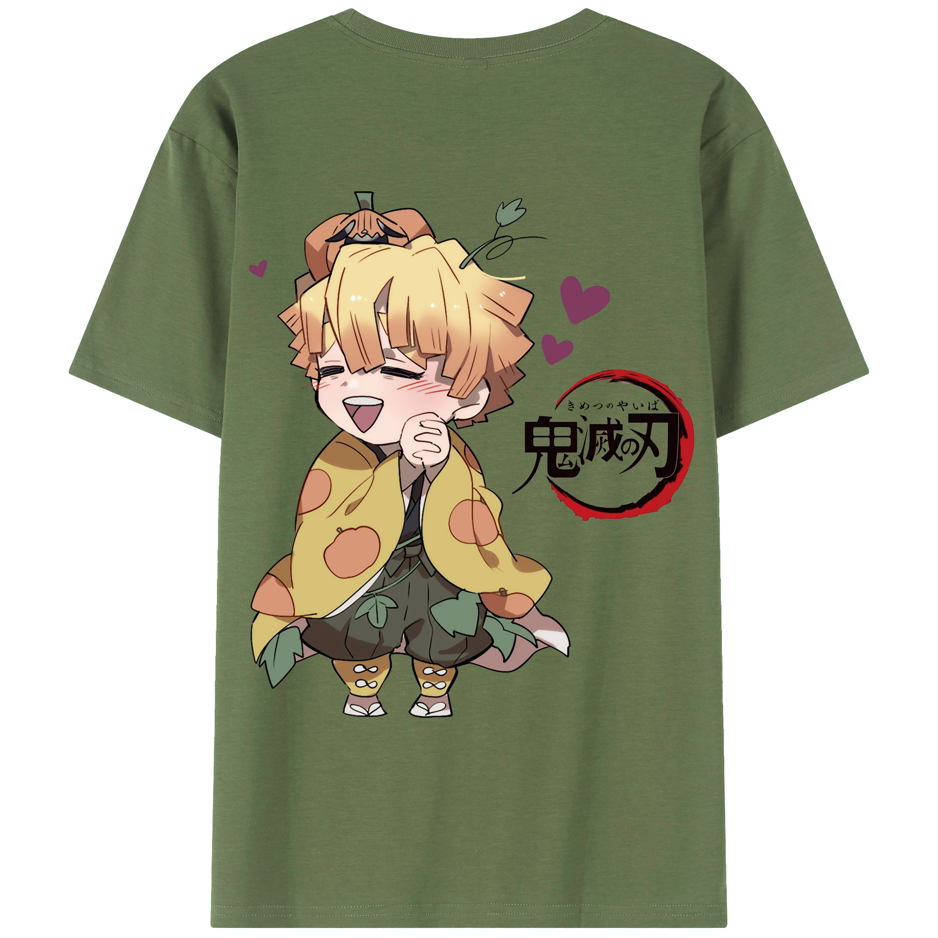 （画像用） 鬼滅の刃（きめつのやいば）我妻 善逸／あがつま ぜんいつ Agatsuma Zenitsu 綿100％ メンズ半袖Tシャツ（バックプリント） 通気性